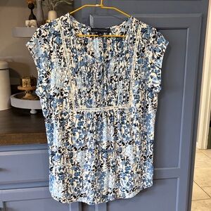 Tommy Hilfiger Navy and Sky Blue Floral Top